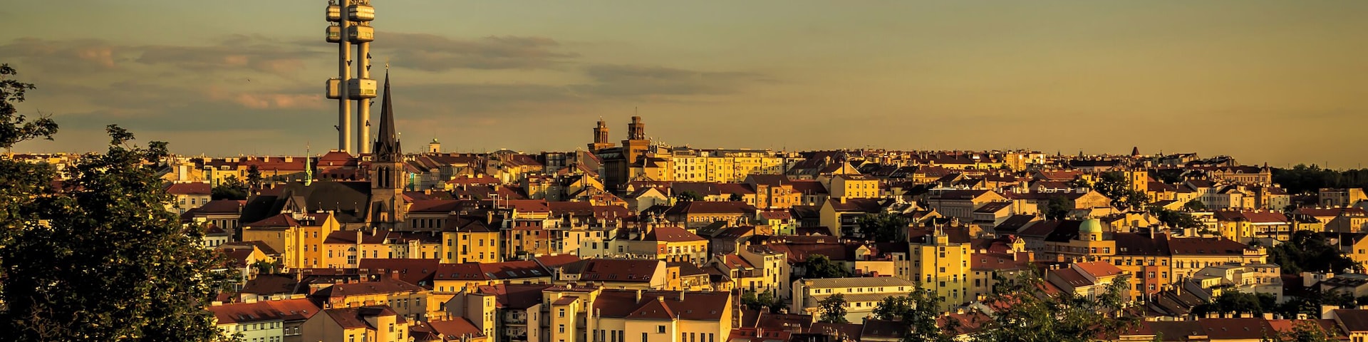 500px Photo ID: 96304159 - Sun setting on the district of Žižkov in Prague.