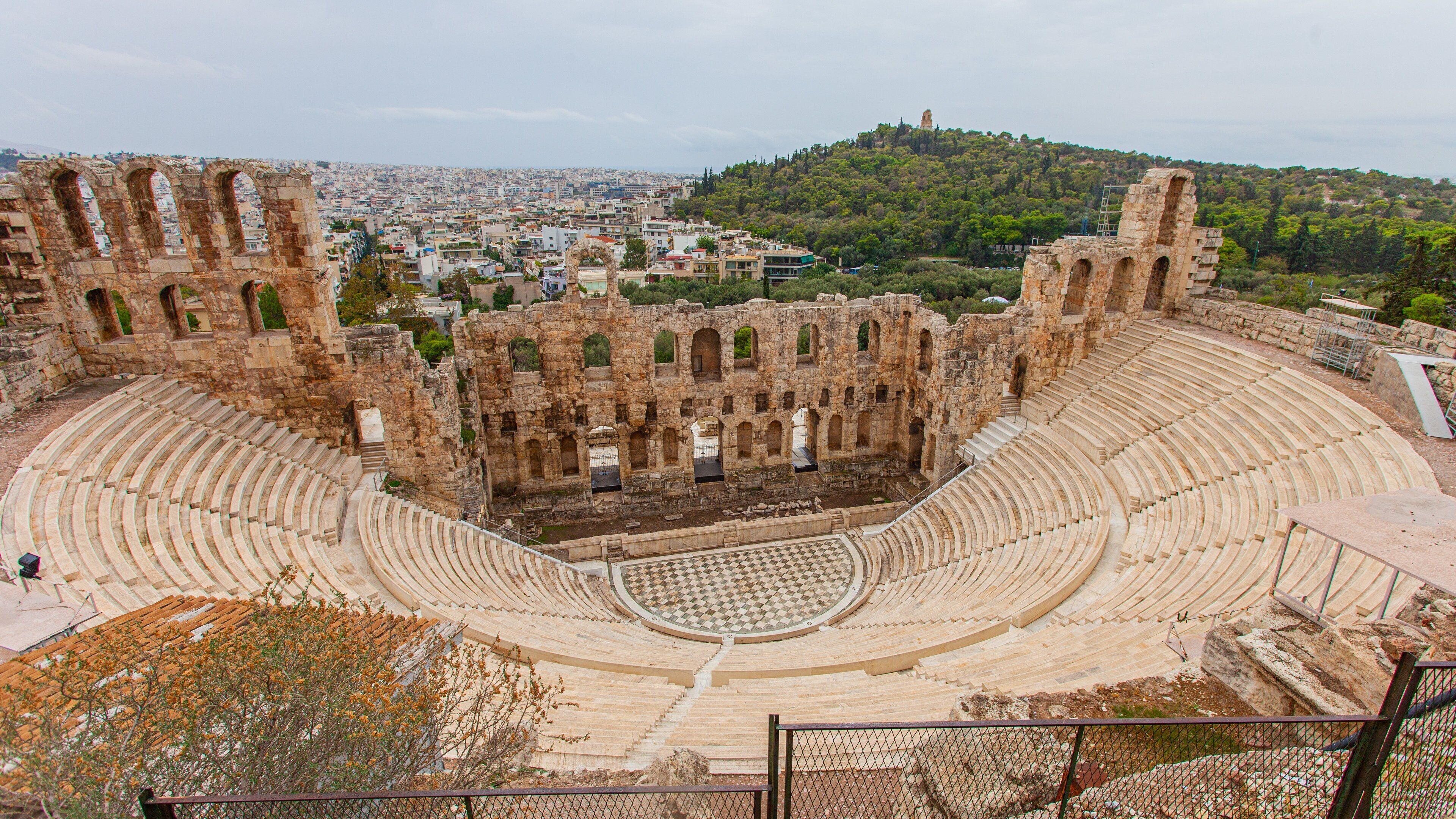 Greece showing a ruin, theater scenes and landscape views