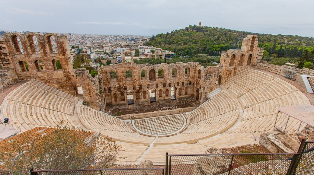 Greece showing a ruin, theater scenes and landscape views