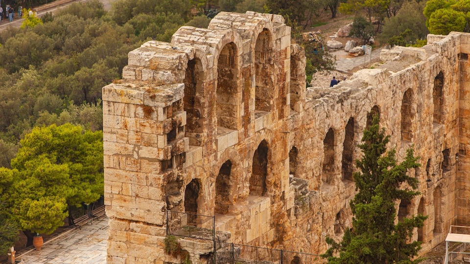 Acropolis showing heritage elements and a ruin