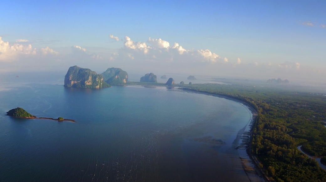 An unspoilt beach of Pak meng, Sikao District, Trang Province, Thailand. A natural beauty of crystal clear sea water, white sandy beach and distant islands located at Southern Thailand