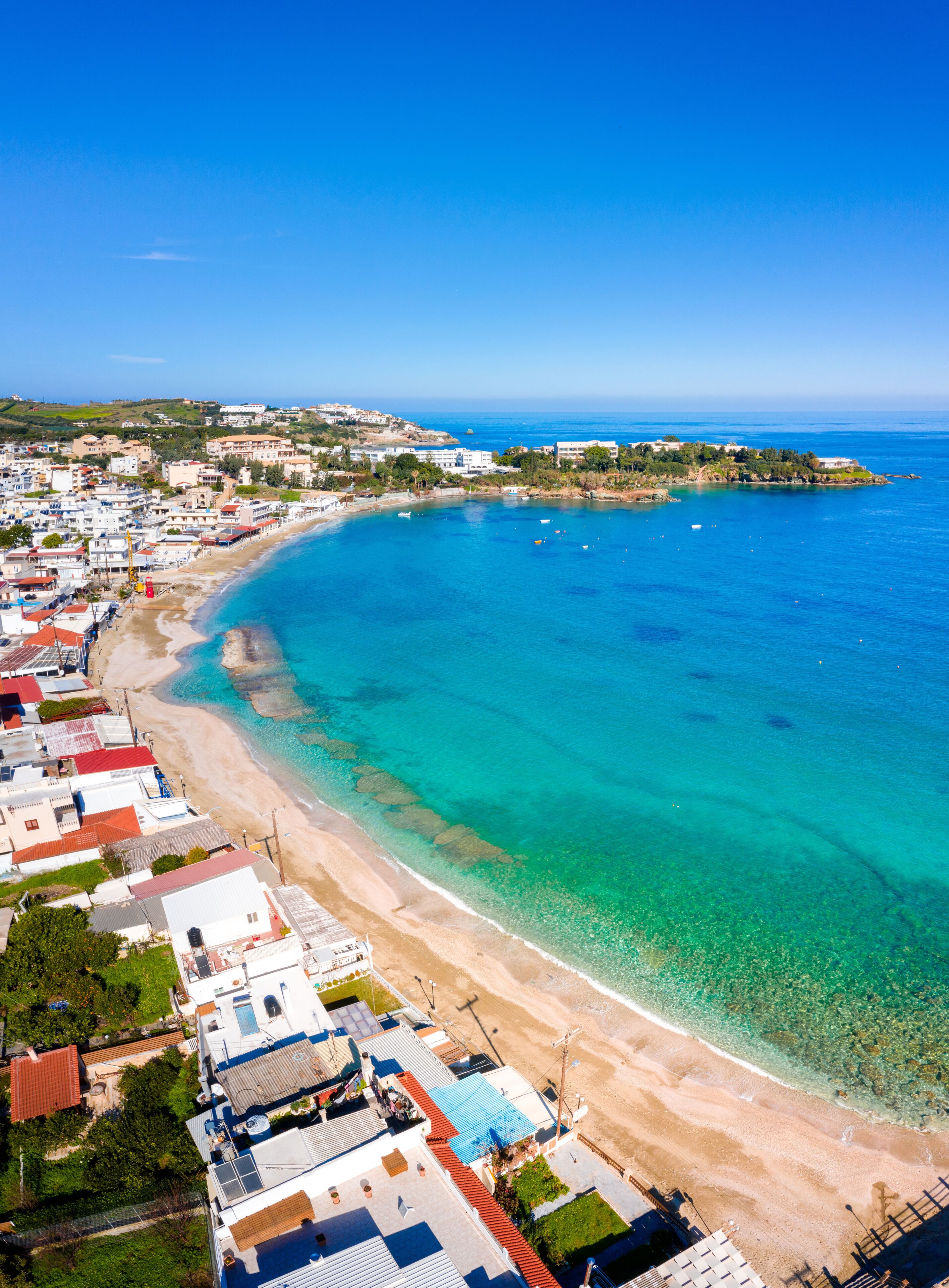 The small village with unique beaches and famous resort of Agia Pelagia, Heraklion, Crete, Greece.