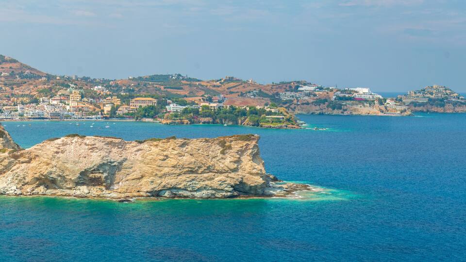 Ligaria beach panorama. Lygaria bay near to Agia Pelagia, Heraklion , Crete.