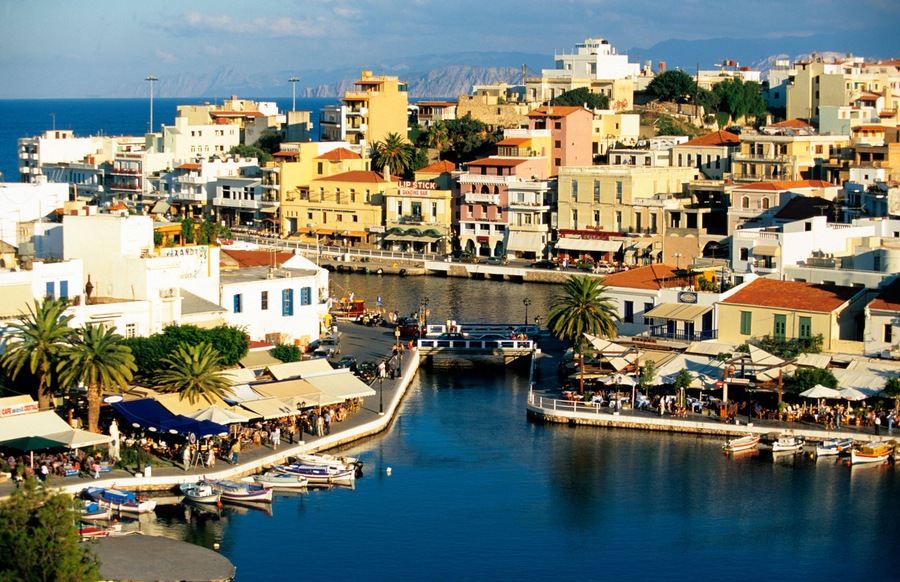 greece crete a view of Agios Nikolaos harbour