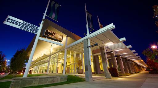 Yakima which includes signage, night scenes and modern architecture