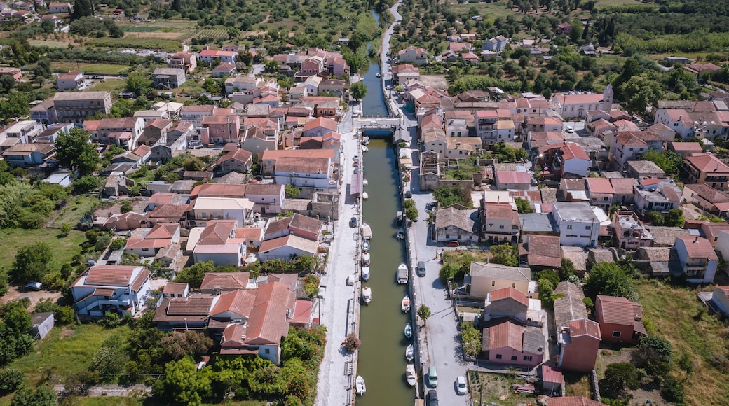 Water canal in Lefkimmi, small town on Corfu - Kerkyra Island, Greece