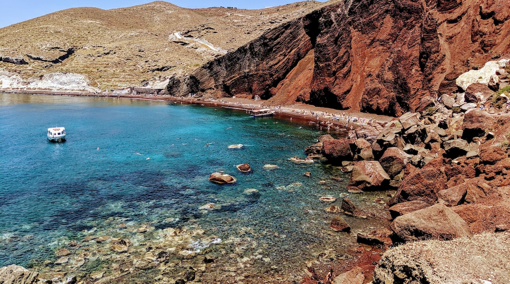 The famous red beach we explored on our Cyclades hopping holidays this year. The sand is mainly black and Red from Santorini volcanic rocks... #LifeAtExpedia #beach