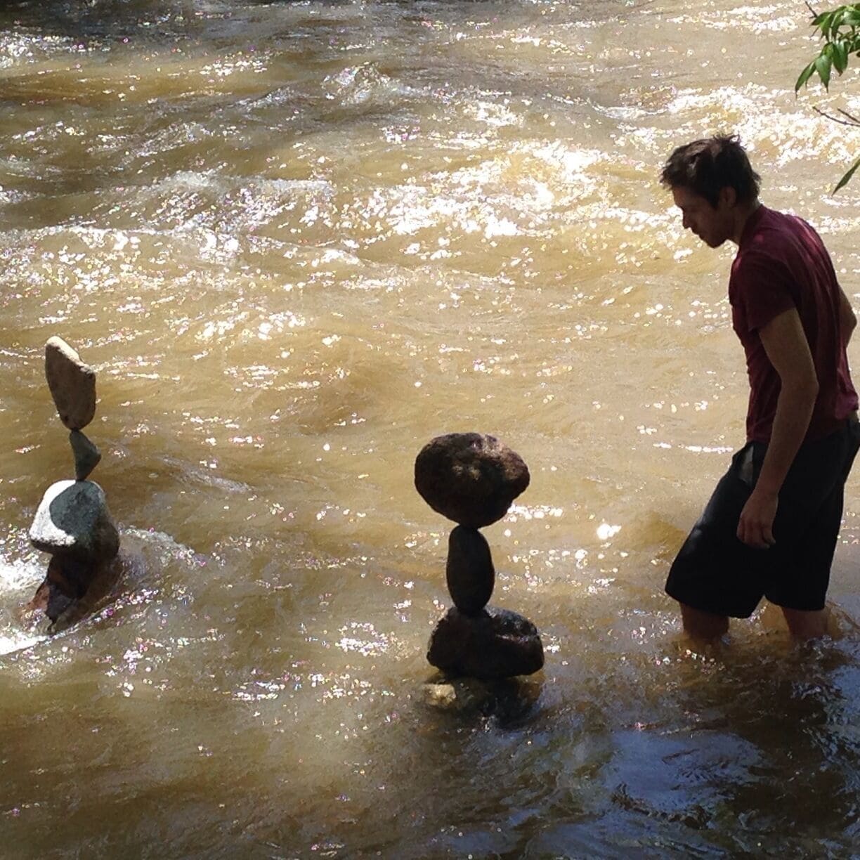 Awesome cairn balancing. Boulder creek near the library. 