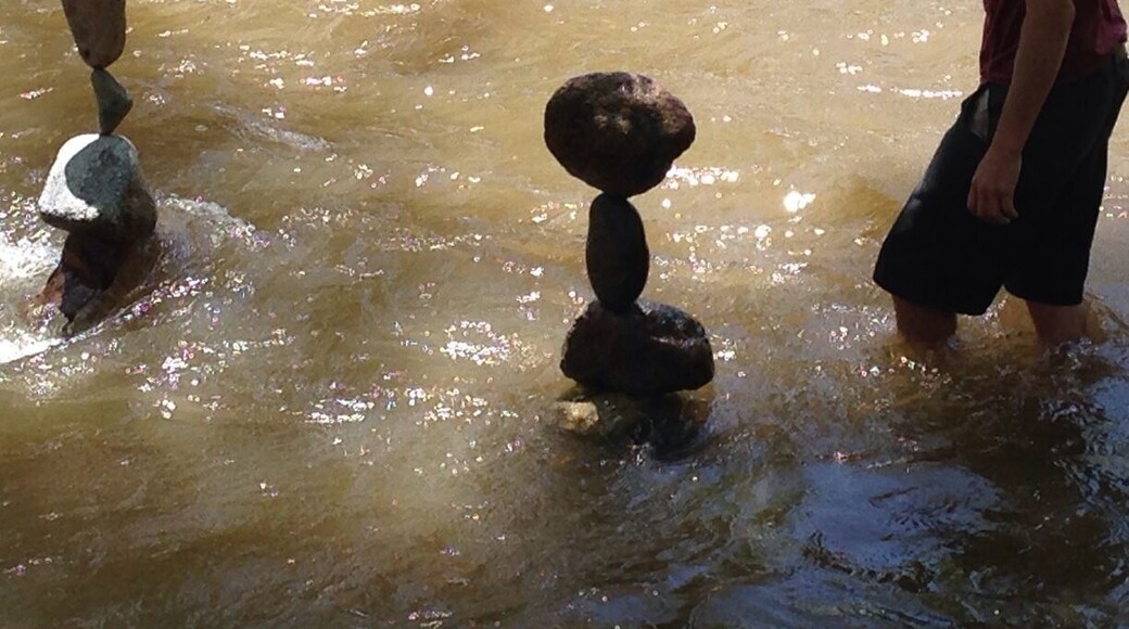 Awesome cairn balancing. Boulder creek near the library.