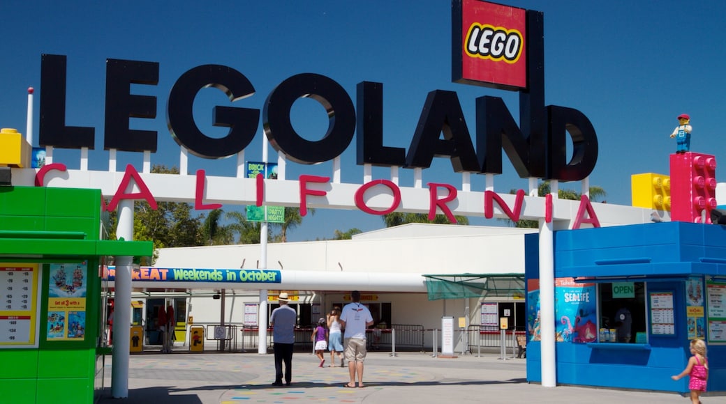 Legoland California which includes rides and signage