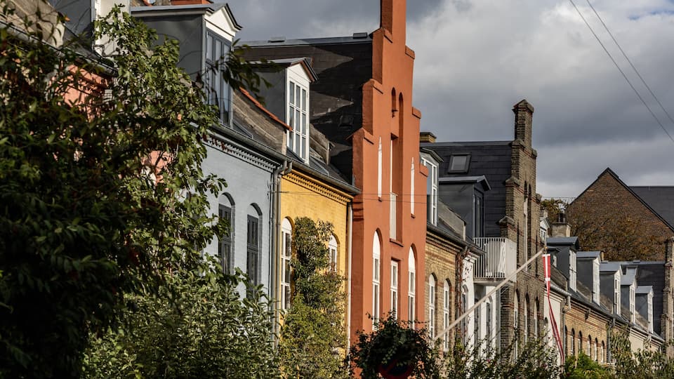 Copenhagen, Denmark House facades in the Osterbro district.