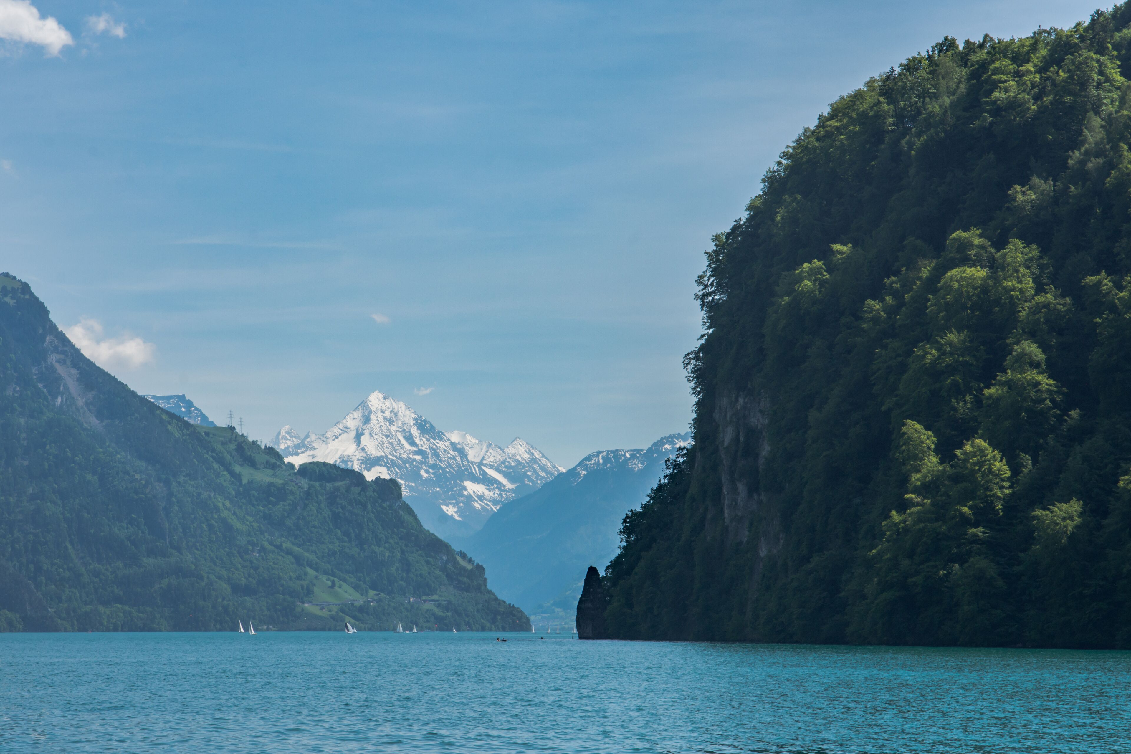 Nas in Ennetbuergen and Vitznau narrow passage channel on lake lucerne