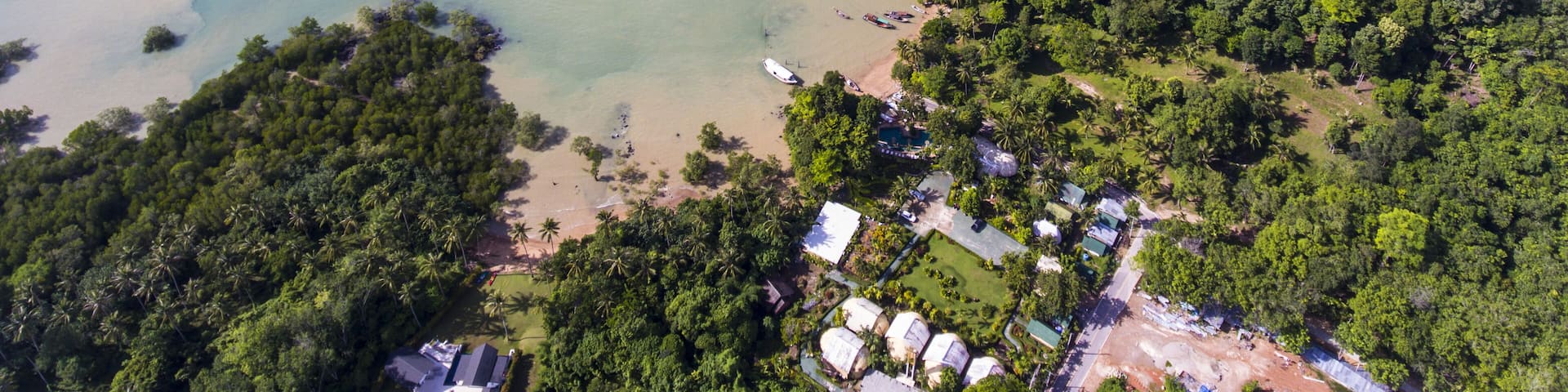 Aerial view of Ao Nam Mao beach in Krabi, Thailand. Tourists can get to Railay beach by ferry from Ao Nam Mao pier. ; Shutterstock ID 442412971