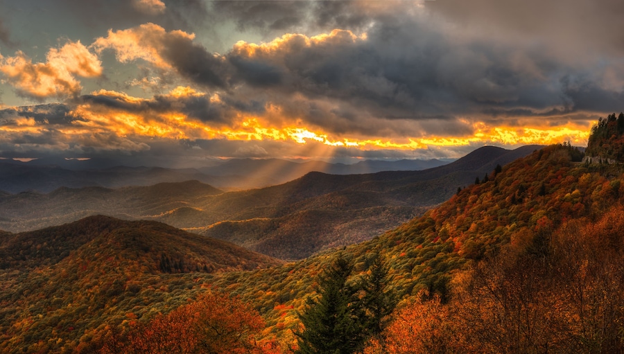 Autumn Sunset on the Blue Ridge Parkway near Brevard North Carolina