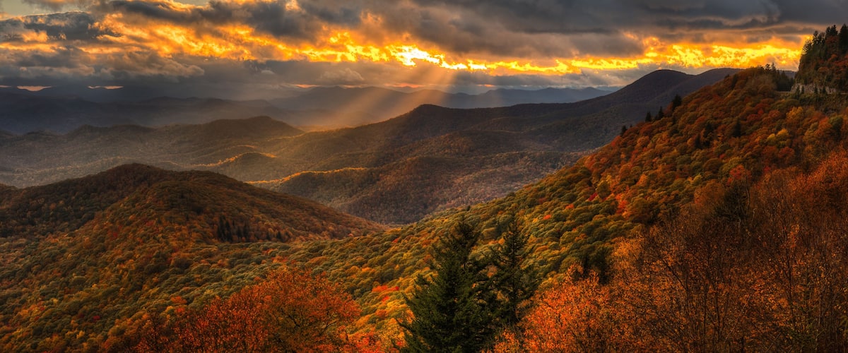 Autumn Sunset on the Blue Ridge Parkway near Brevard North Carolina
