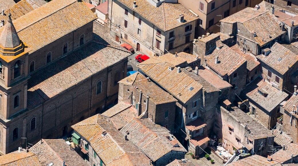 Aerial image of the old part of Capranica town in Province of Viterbo