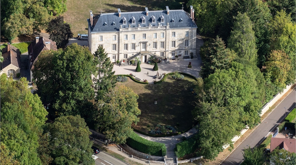 Vue aérienne du château de Savigny-le-Bois dans le département de l'Yonne en France