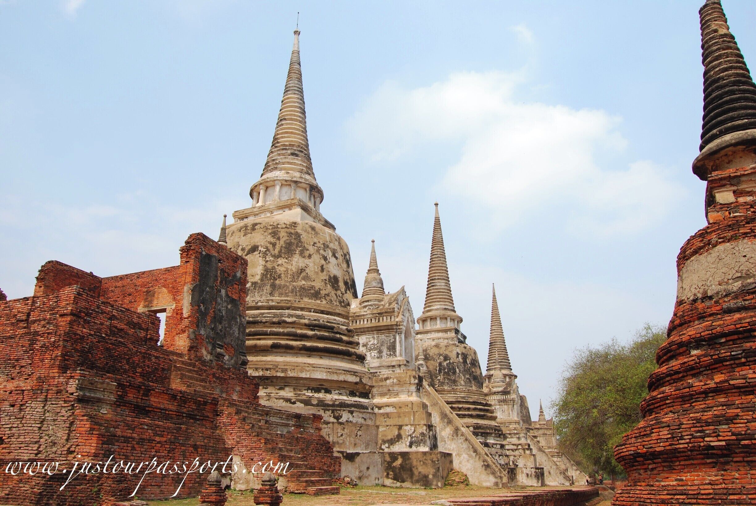 These ruins are part of the Historic City of Ayuttaya UNESCO World Heritage Site. The three stupas hold the ashes of three important kings who ruled the kingdom. The ruins are part of the royal palace that was built sometime between 1351-1369. The ruins are very awesome to see but people do not pay much attention to signs about not climbing on them - but no one enforces the rules either. Sad to see such old architecture being disrespected by someone trying to take a perfect selfie. 
