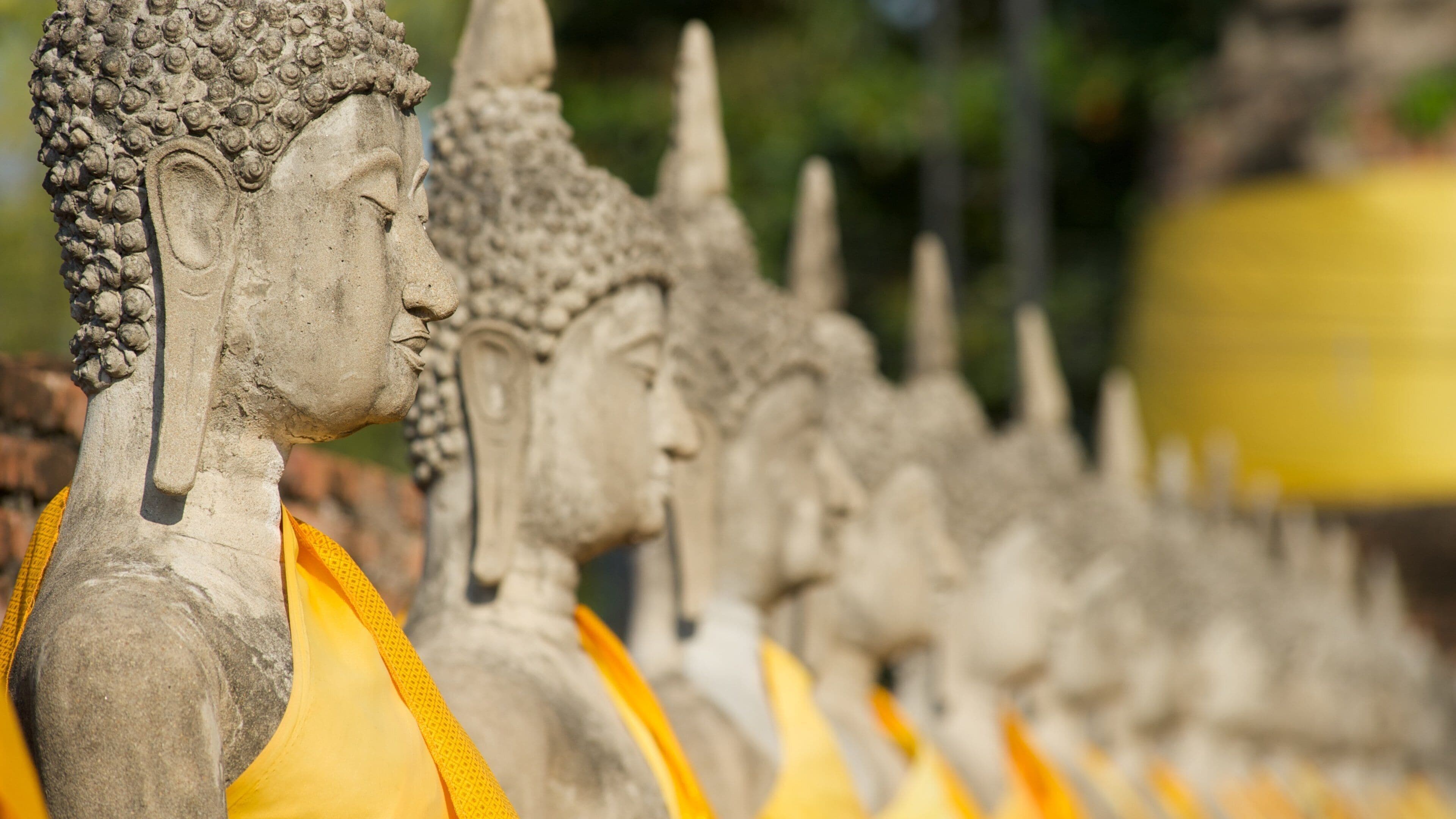 Ayutthaya which includes a temple or place of worship and a monument