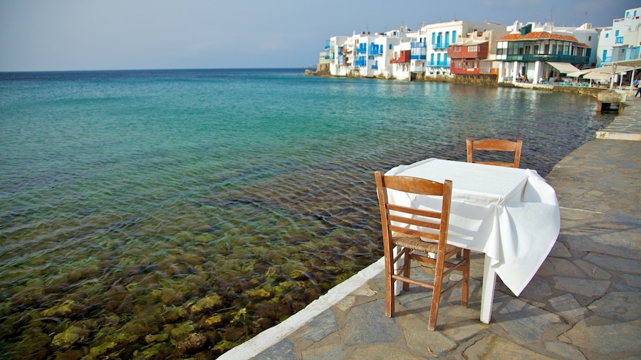 Mykonos Town featuring general coastal views, heritage architecture and a coastal town