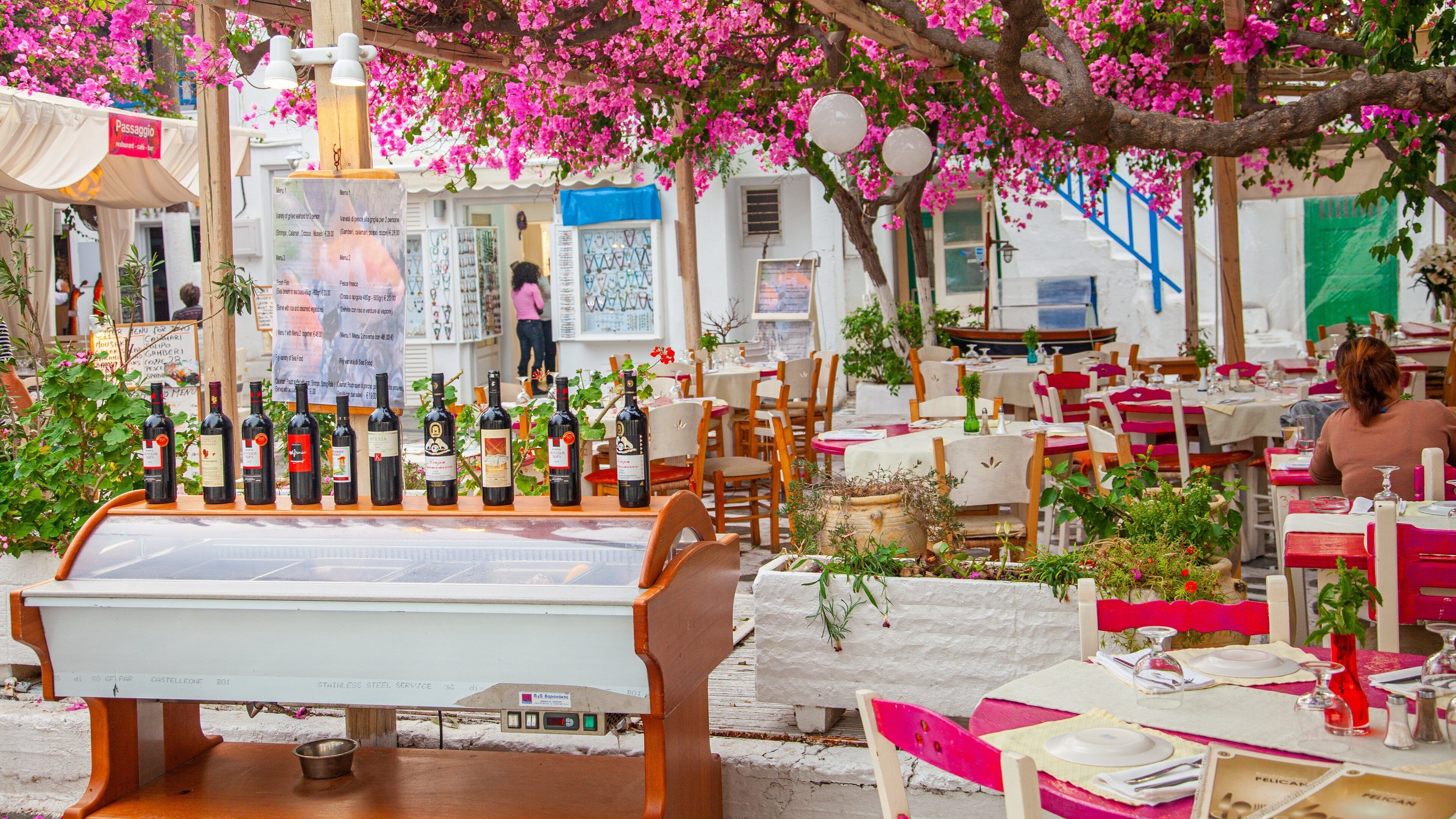 Mykonos Town featuring dining out