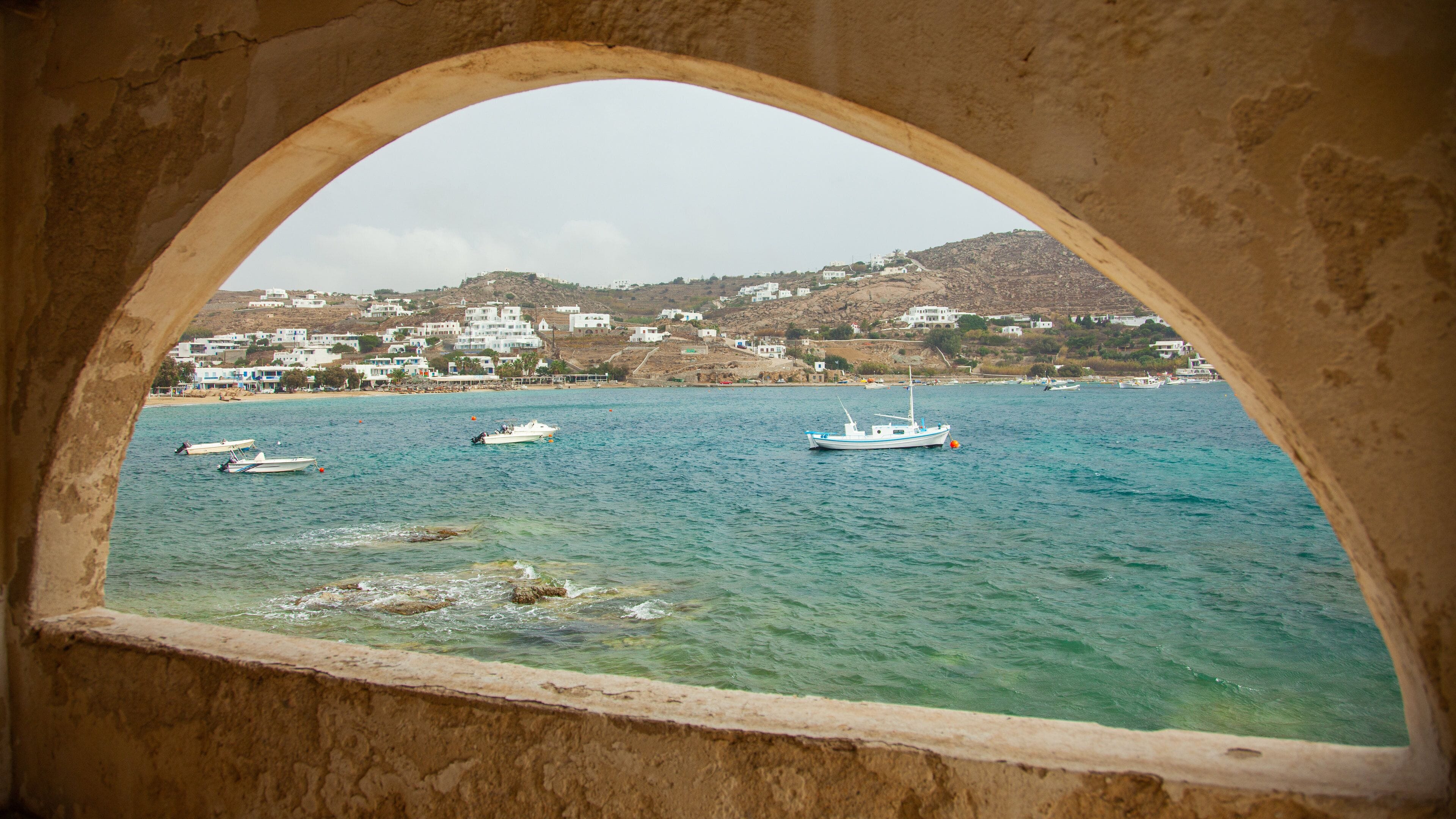 Mykonos which includes a bay or harbor and boating