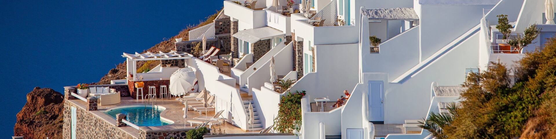 Fira showing a coastal town