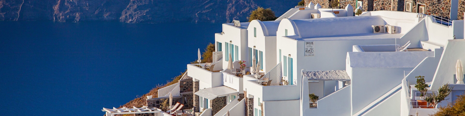 Fira showing a coastal town