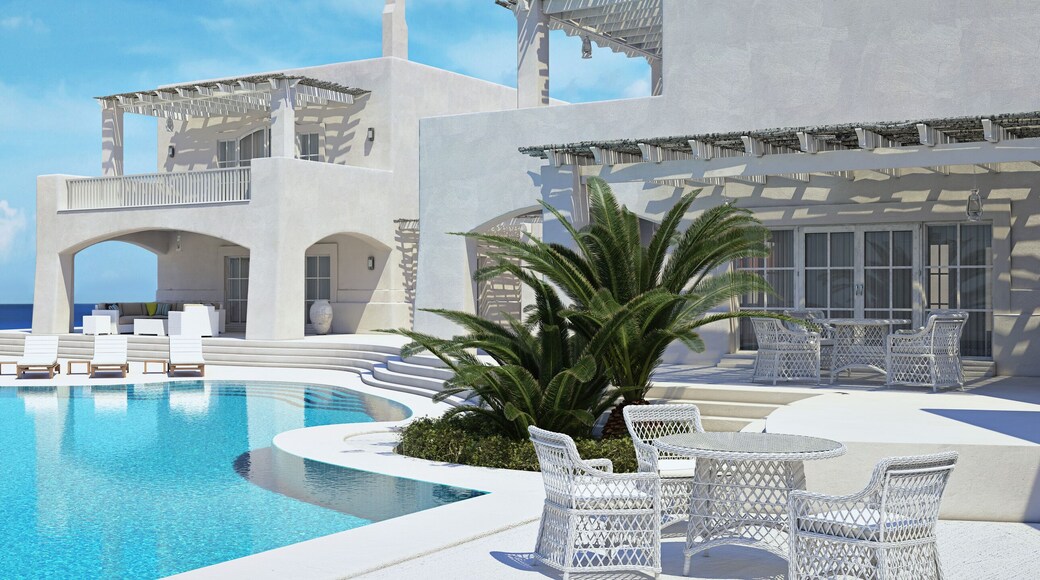 Villa with swimming pool. summer concept. 3d rendering