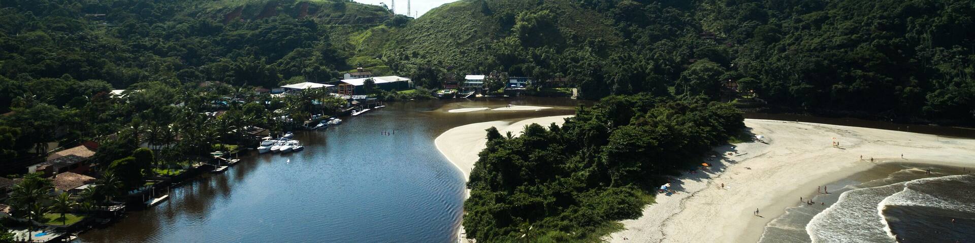 Aerial View of Barra do Una Beach, Sao Sebastiao, Brazil