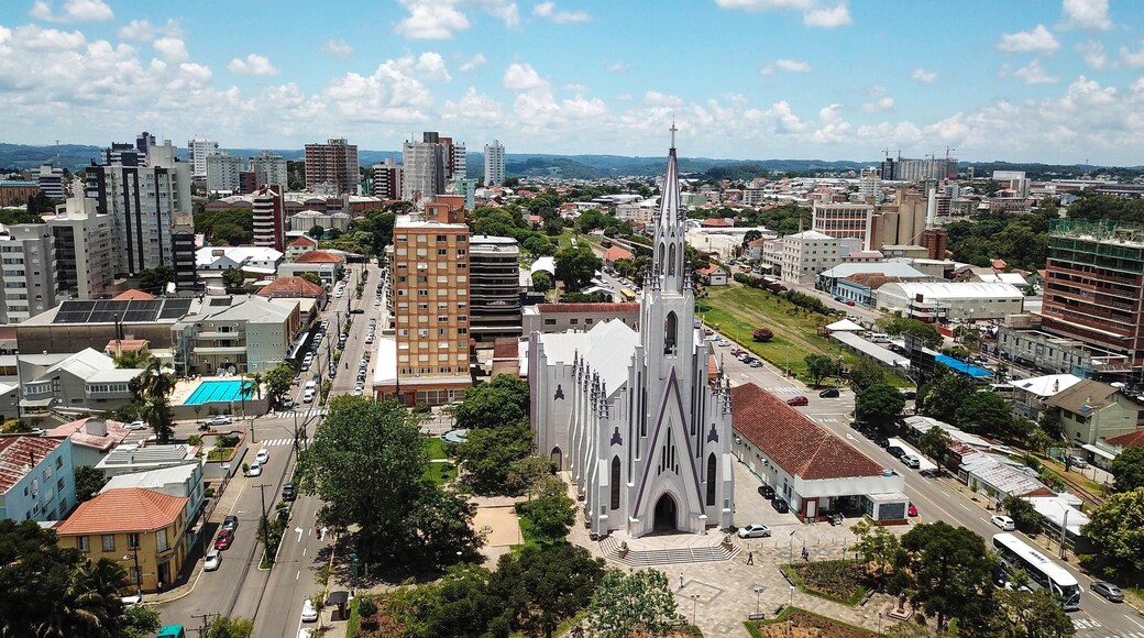 Aerial view of the city of Bento Gonçalves, in Serra Gaúcha, Brazil
