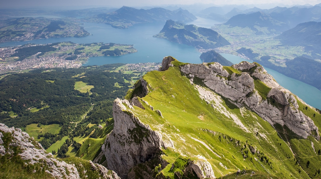 Beautiful view to Lucerne lake (Vierwaldstattersee), mountain Rigi and Buergerstock from Pilatus, Swiss Alps, Central Switzerland; Shutterstock ID 346374545