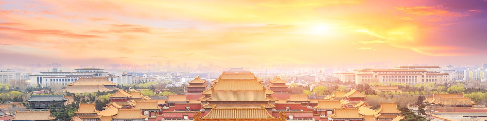 Beijing forbidden city scenery at sunset,China,high angle view, Shutterstock ID 721311280, Purchase Order: SP-2083, Order Number: SP-2083 Air China SEP Q3 2019 EXP JP_LP_1POS, Client/Licensee: Expedia