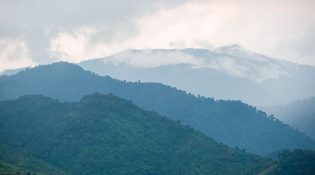 Beautiful nature of hills and mountains complex with morning mist atmosphere at Mae Wong National park, Kamphaeng Phet, Thailand.