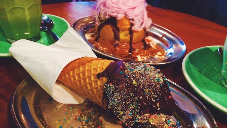 $7.50 popping candy, hazelnut gelato and dark chocolate topping