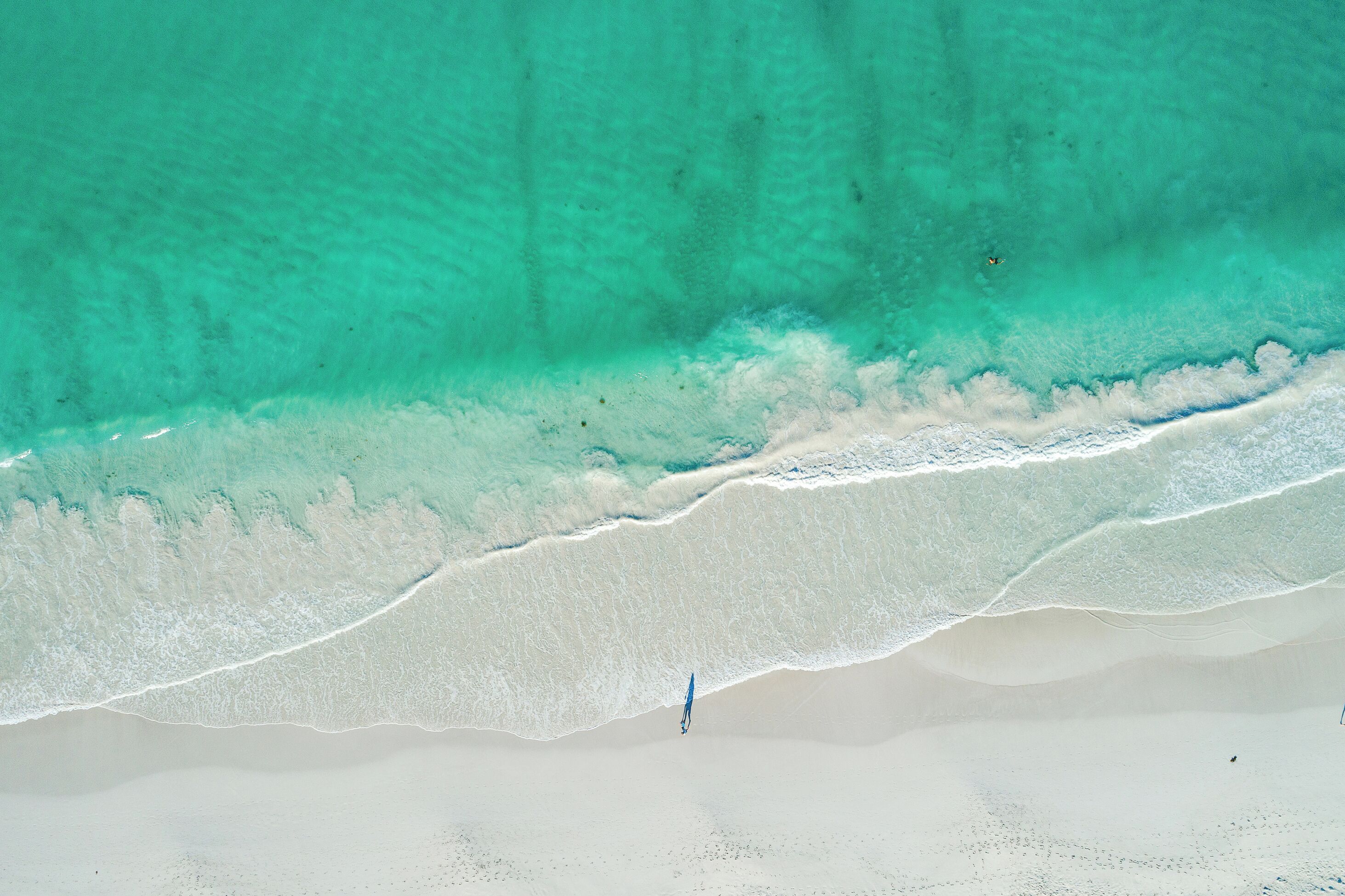 Aerial beach scene of local Australian beach in summer