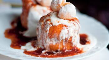 'Papanaşi |
What exactly is this dessert? Fried dumplings with sour cream and jam
What do I love about it? Well, it is an extraordinary dessert, you can combine it with many types of delicious Romanian homemade jams and it lights up my day whenever I taste it.
Best place to try it: Robinson Hotel in Predeal, 10, Muncii Street – the best and largest Papanaşi of my life!
Suggestion: My favourite jam for Papanaşi is sour cherry jam. Remember also that the more sour cream, the better! Just imagine soaking your piece of dough in the fresh sour cream combined with the caramelised jam... Mmmm...'
#delicious
P.S. Would you like to try a traditional dessert?
https://bit.ly/3ayF2Bw