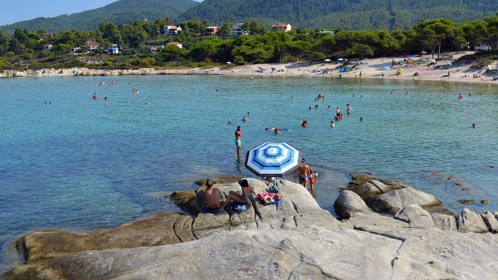 Sithonia has mountainous terrain and beautiful beaches.