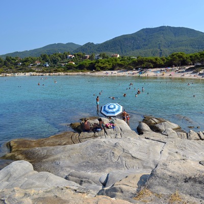 Sithonia has mountainous terrain and beautiful beaches.