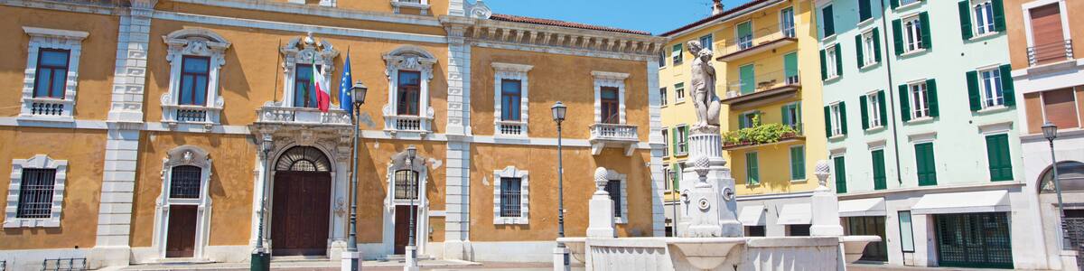 Brescia - The Piazza del Mercato square and University of Brescia.