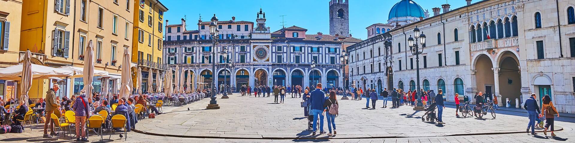 Explore Piazza della Loggia square, Brescia, Italy
