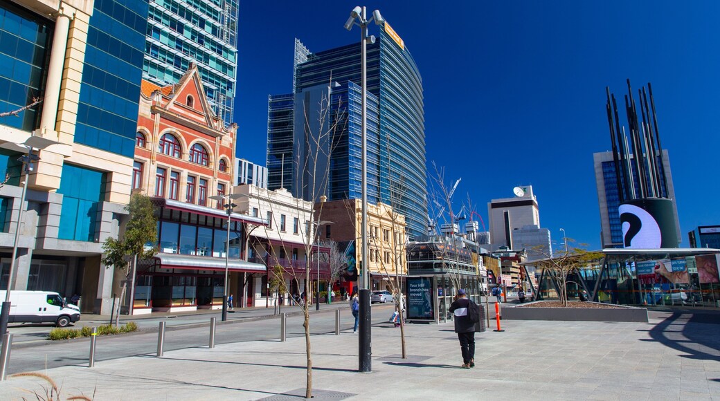 Perth Central Business District which includes street scenes and a city