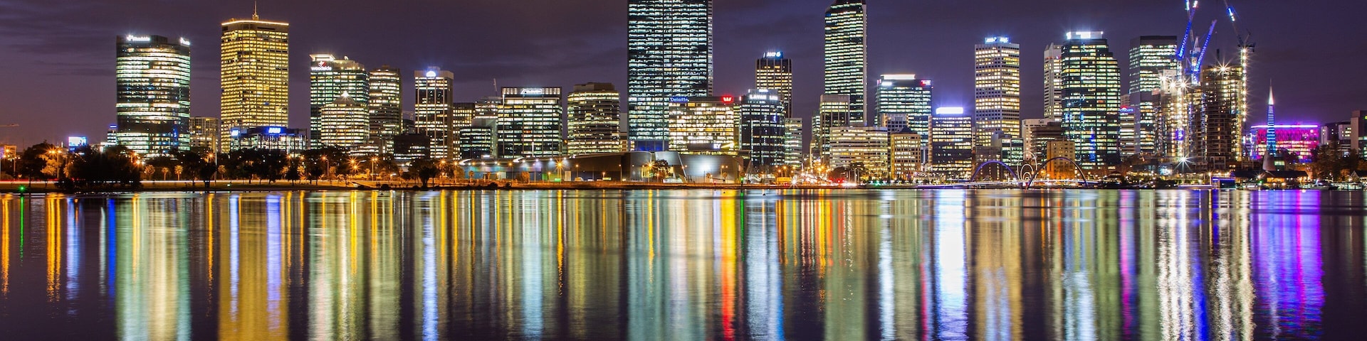 Perth Central Business District featuring a city, night scenes and a bay or harbor