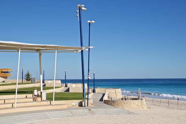 Scarborough Beach featuring a garden, general coastal views and a sandy beach