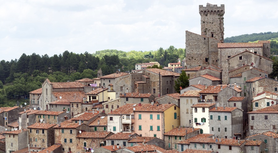 Arcidosso (Grosseto, Tuscany, Italy): panoramic view of the medieval city in the Monte Amiata region