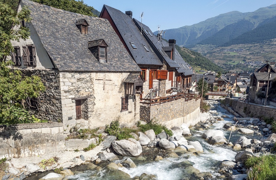 Village of Viella in the Pyrenees in Spain