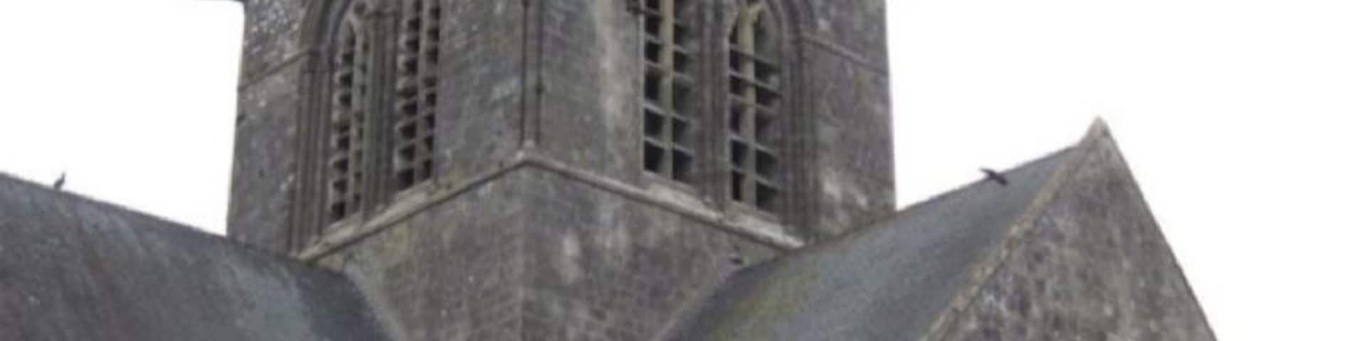 On D-Day, John M.Steele, one of the mortar platoon of the 505 PIR of the US 82nd Airborne had his chute snag on the church tower as he descended. Here he hung during the battle, watching helplessly as his colleagues fought below. This scene was famously reenacted in the film "The Longest Day", and a manequin now hangs from the church in Ste Mere Eglise depicting the event (do you see him?)