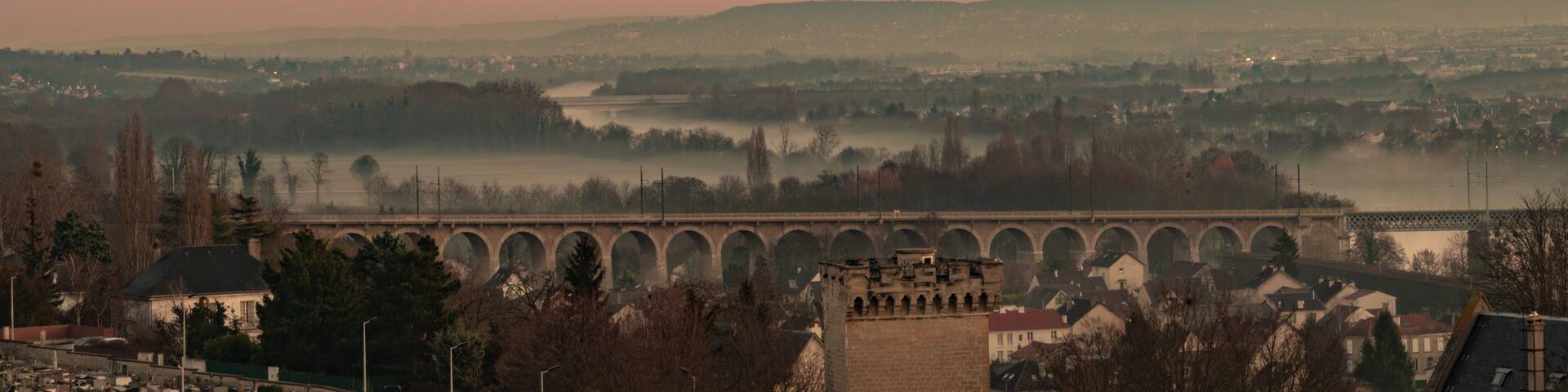 sunset over the valley at dawn