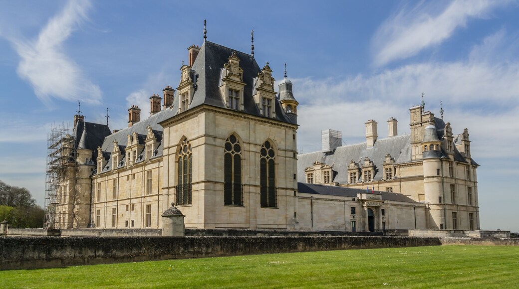 Architectural fragments of Cheteau Ecouen - historical chateau in city of Ecouen, north of Paris, France. Chateau built in 1538 – 1550.