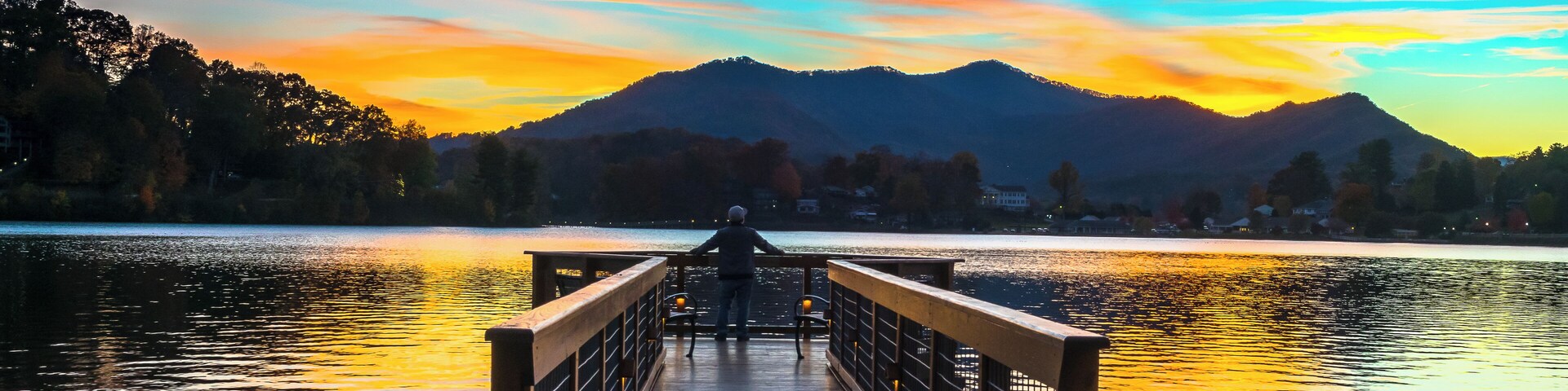new pier at lake junaluska below the big cross
